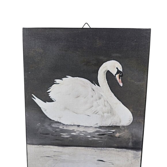 Black & White Swans Vertical Wall Art Stretched Canvas Gothic Bordeaux NEW - Picture 4 of 9